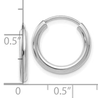 10k White Gold Polished Endless 2mm Hoop Earrings-10H989