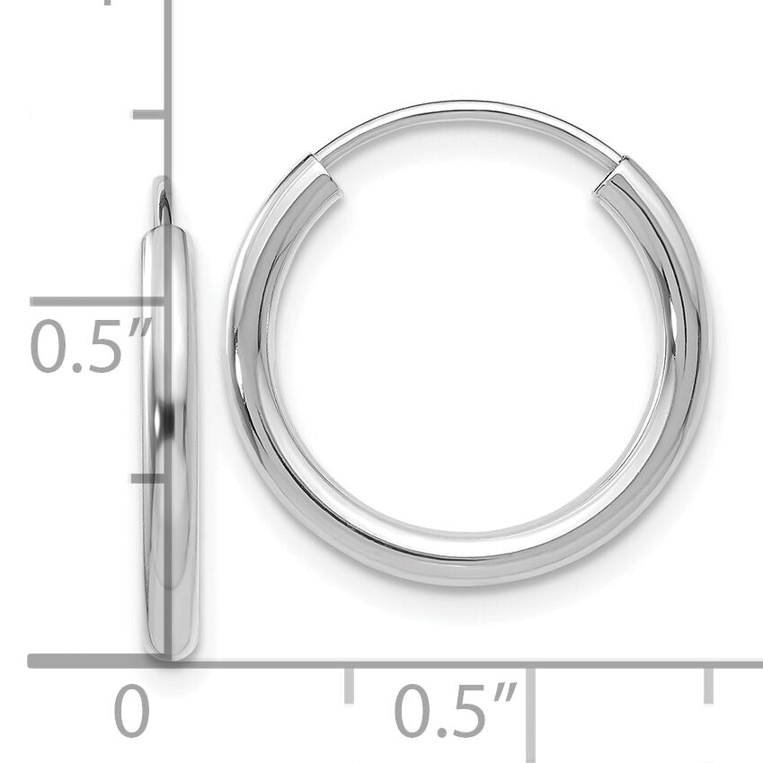 10k White Gold Polished Endless 2mm Hoop Earrings-10H990