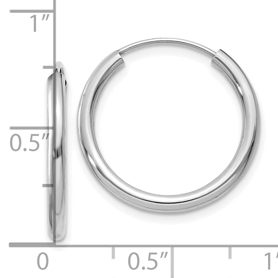10k White Gold Polished Endless 2mm Hoop Earrings-10H991