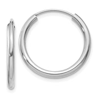 10k White Gold Polished Endless 2mm Hoop Earrings-10H991