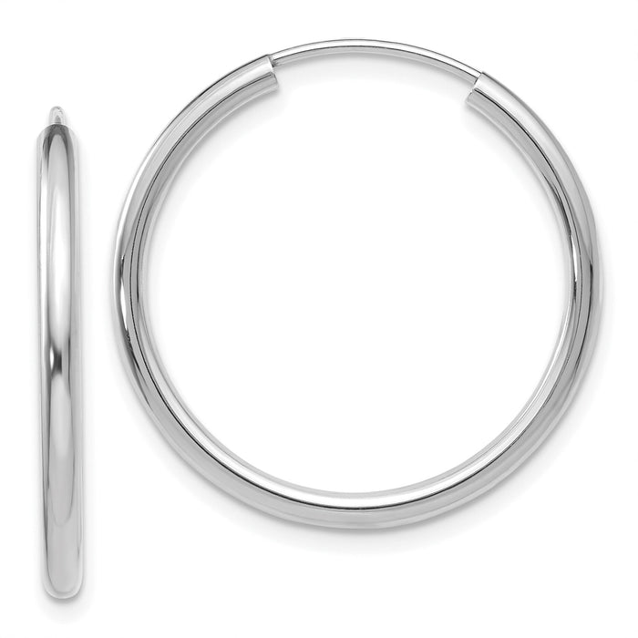 10k White Gold Polished Endless 2mm Hoop Earrings-10H992