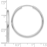 10k White Gold Polished Endless 2mm Hoop Earrings-10H993
