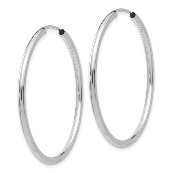 10k White Gold Polished Endless 2mm Hoop Earrings-10H995