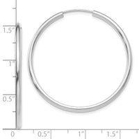 10k White Gold Polished Endless 2mm Hoop Earrings-10H995