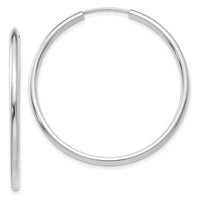 10k White Gold Polished Endless 2mm Hoop Earrings-10H995