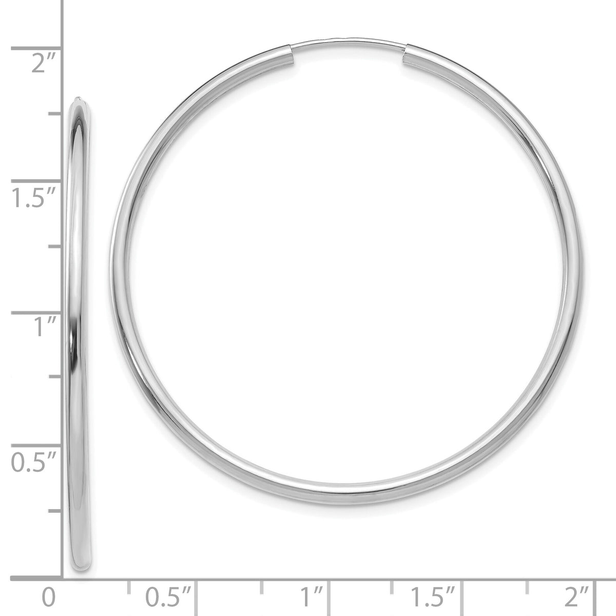 10k White Gold Polished Endless 2mm Hoop Earrings-10H996