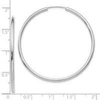 10k White Gold Polished Endless 2mm Hoop Earrings-10H996