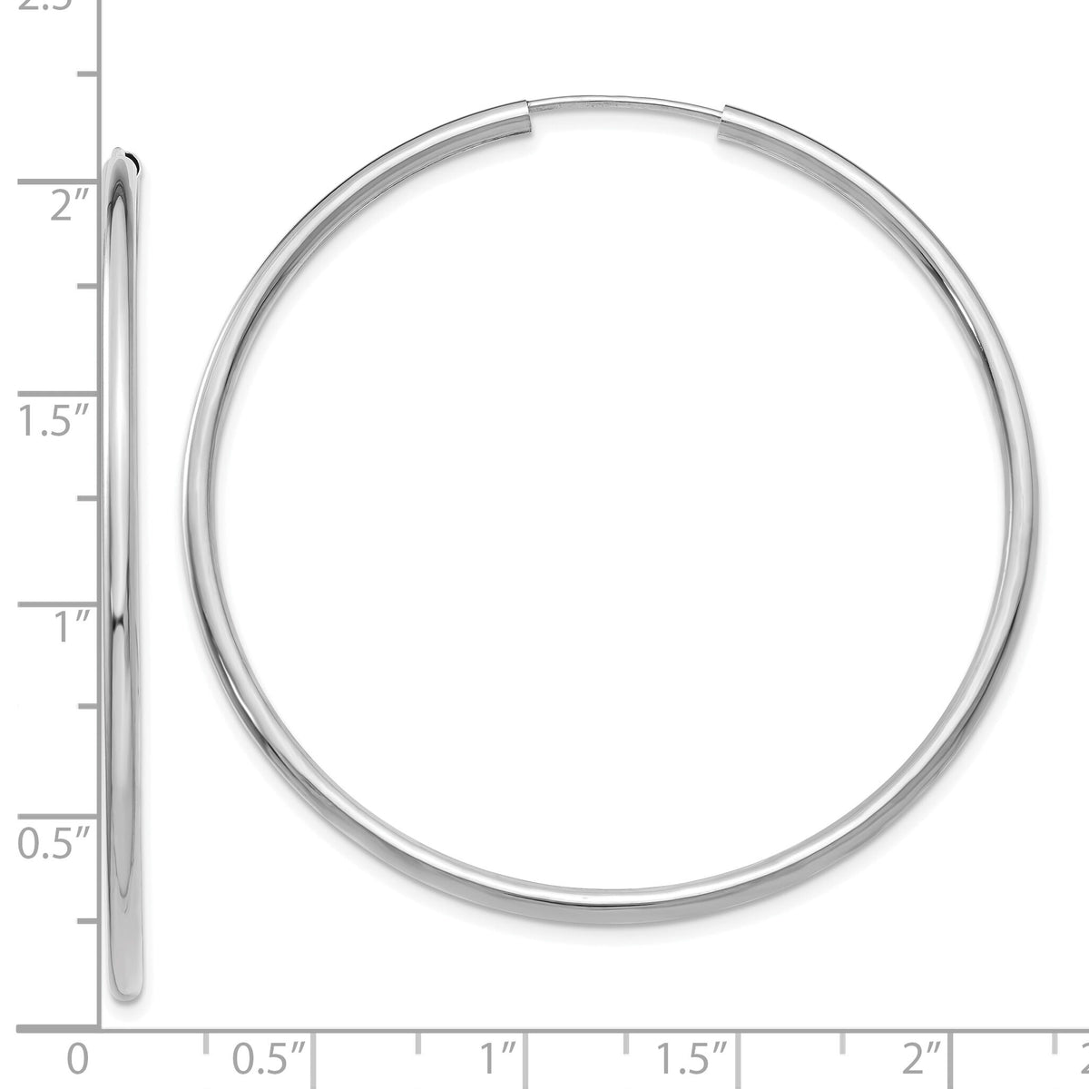 10k White Gold Polished Endless 2mm Hoop Earrings-10H997
