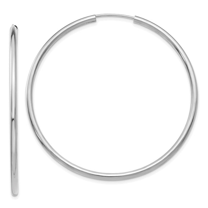 10k White Gold Polished Endless 2mm Hoop Earrings-10H997