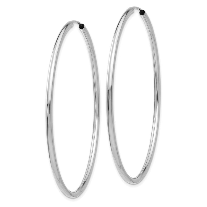 10k White Gold Polished Endless 2mm Hoop Earrings-10H998