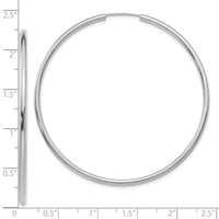 10k White Gold Polished Endless 2mm Hoop Earrings-10H998