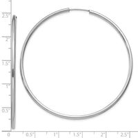10k White Gold Polished Endless 2mm Hoop Earrings-10H999