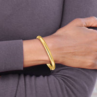 10k 4/16 High Polished Hinged Bangle Bracelet-10HP4/16