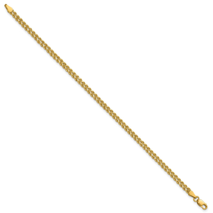 10k 3.0mm Wide Double Strand Rope Bracelet-10K012S2-8