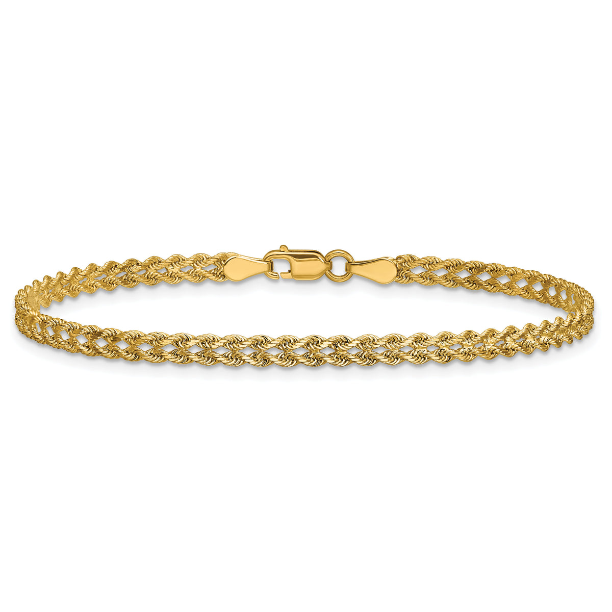 10k 3.0mm Wide Double Strand Rope Bracelet-10K012S2-8