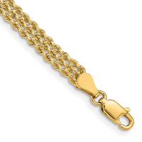 10k 4.5mm Wide Triple Strand Rope Bracelet-10K012S3-8