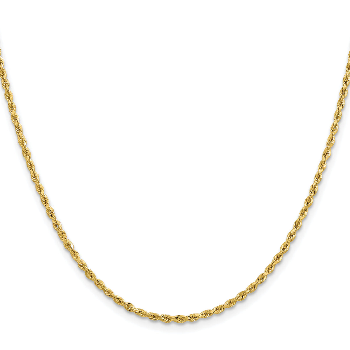 10k 2mm Lightweight D/C Rope with Lobster Clasp Chain-10K016HL-22