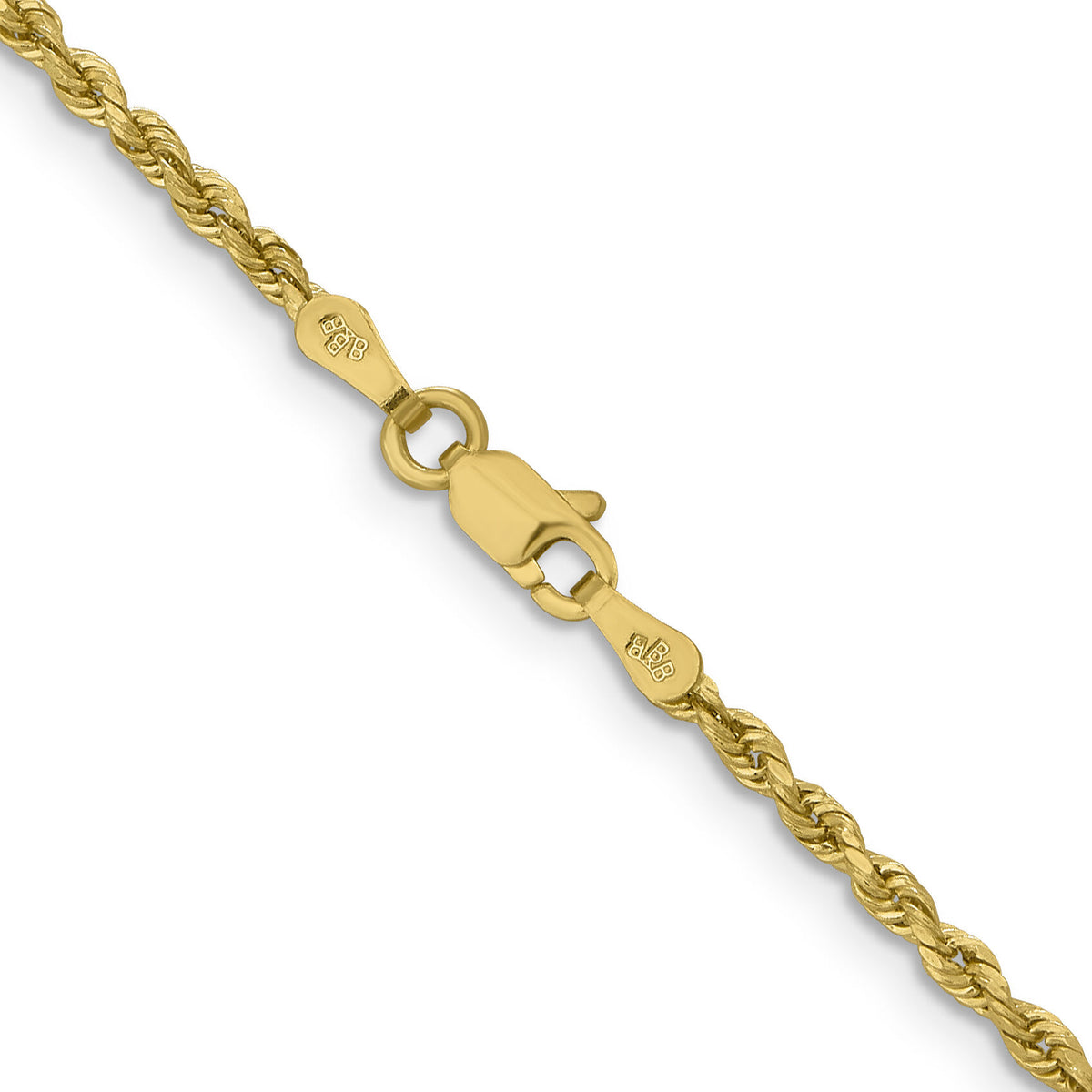 10k 2mm Lightweight D/C Rope with Lobster Clasp Chain-10K016HL-22