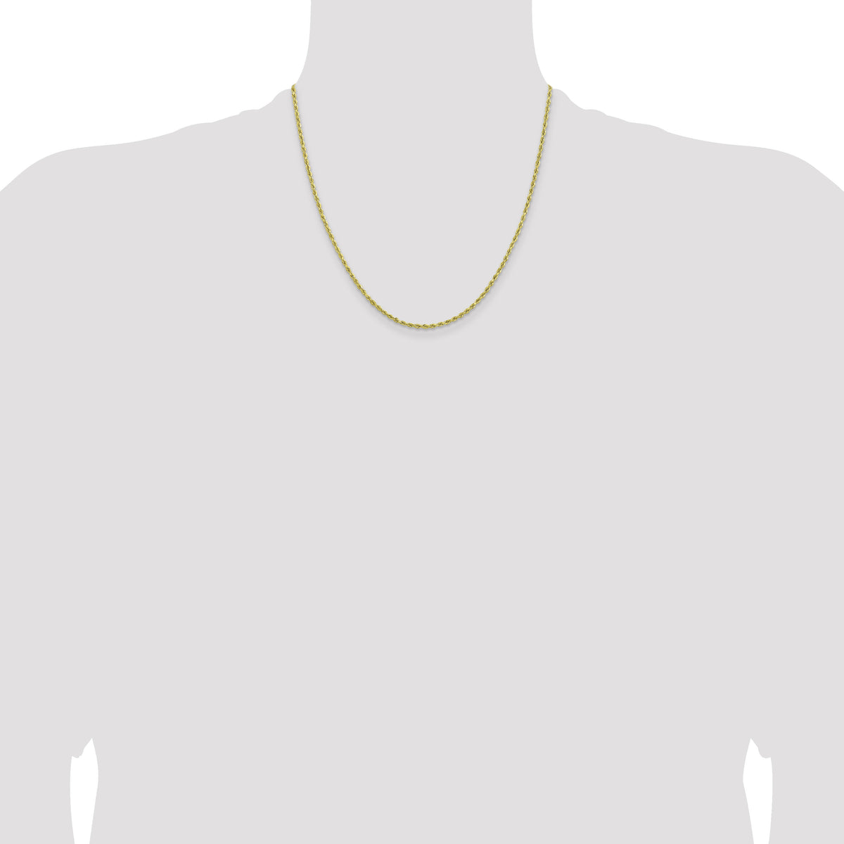 10k 2mm Lightweight D/C Rope with Lobster Clasp Chain-10K016HL-20