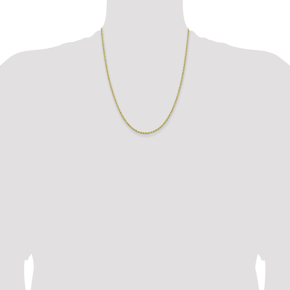 10k 2mm Lightweight D/C Rope with Lobster Clasp Chain-10K016HL-22
