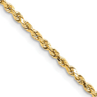 10k 2mm Lightweight D/C Rope with Lobster Clasp Chain-10K016HL-22