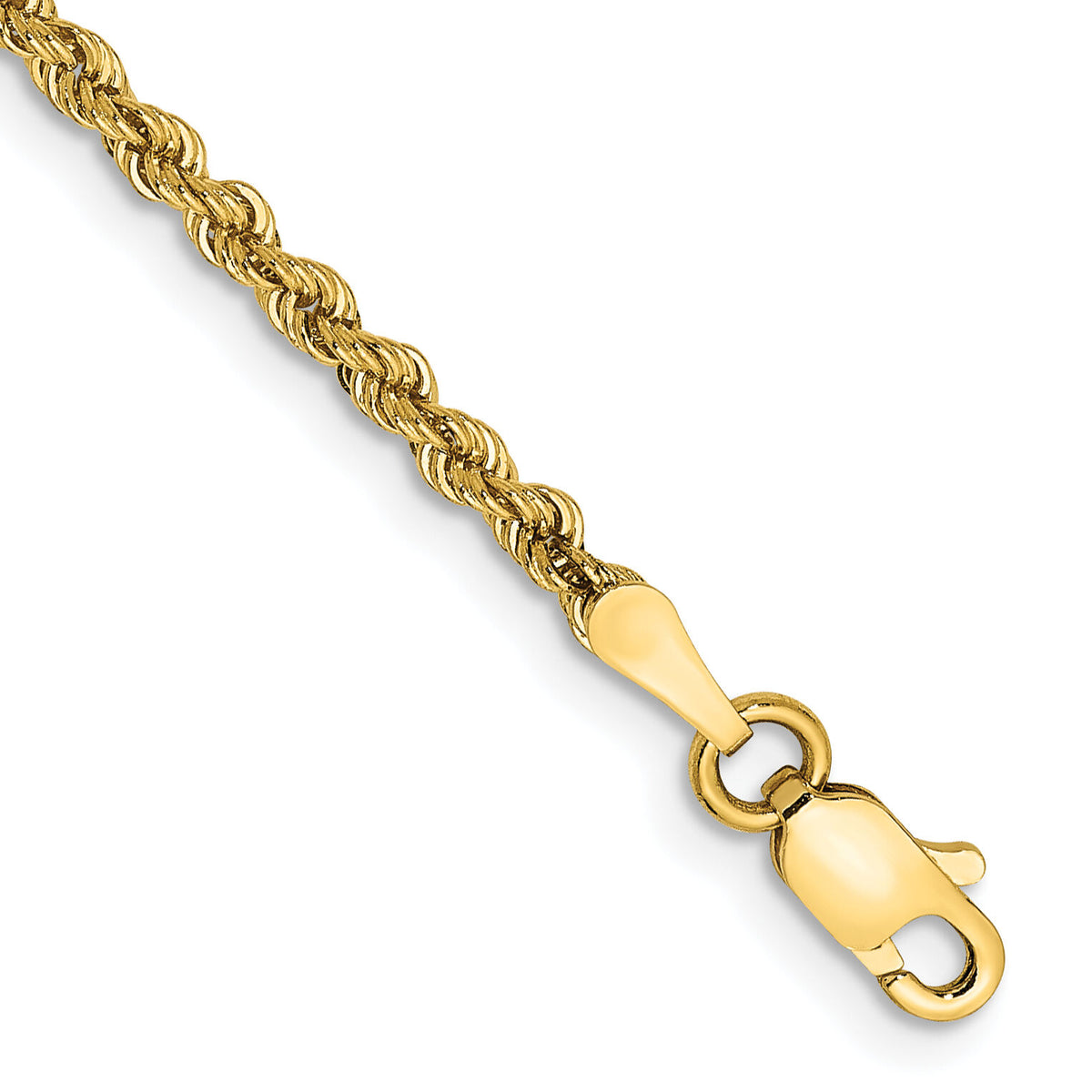 10k 2.25mm Regular Rope Chain Anklet-10K016S-10