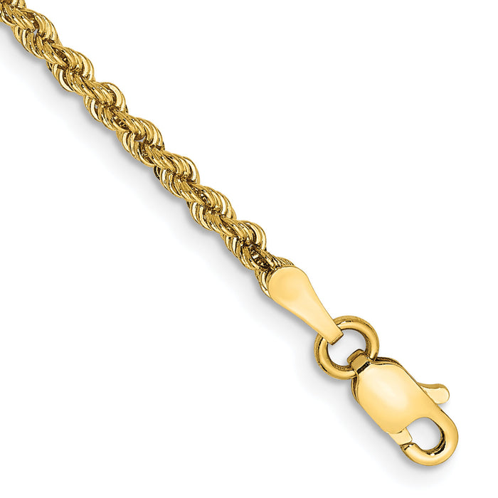 10k 2.25mm Regular Rope Chain Anklet-10K016S-10