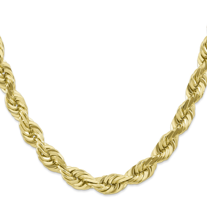 10k 10mm Diamond-cut Rope Chain-10K080-24