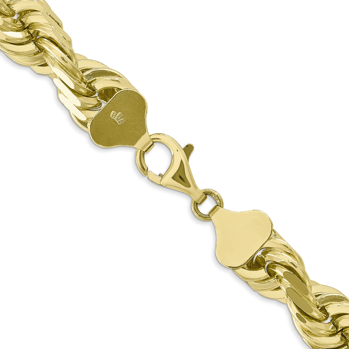 10k 10mm Diamond-cut Rope Chain-10K080-22