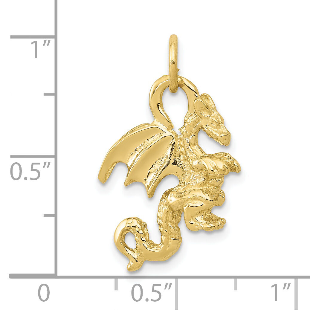 10k Solid Polished 3-Dimensional Dragon Charm-10K1012