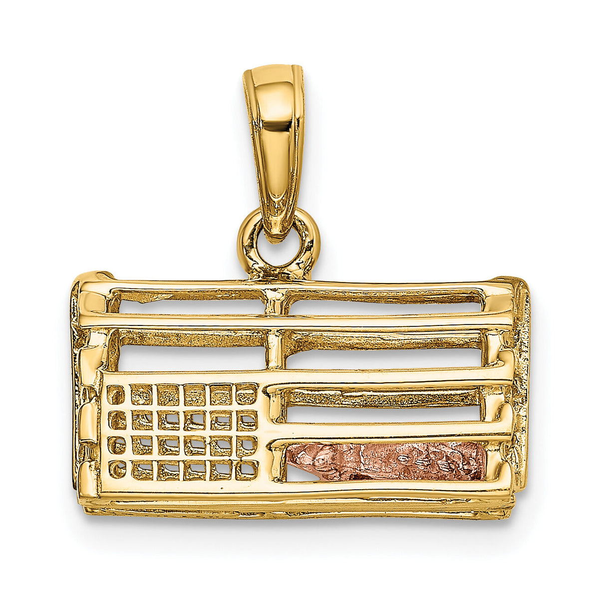 10k Two-Tone Polished 3-Dimensional Lobster Trap Pendant-10K1069