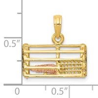 10k Two-Tone Polished 3-Dimensional Lobster Trap Pendant-10K1069