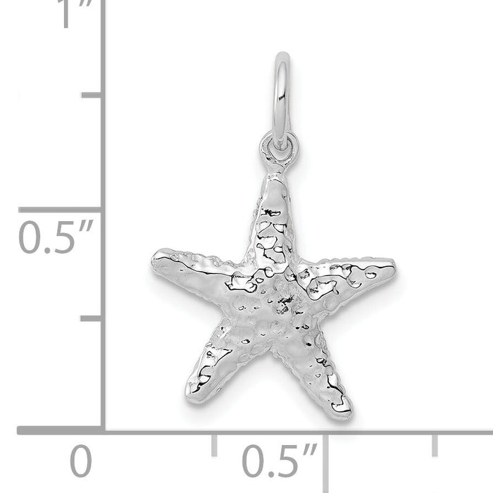 10k White Gold Polished 3-Dimensional Starfish Pendant-10K1077