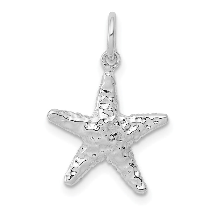 10k White Gold Polished 3-Dimensional Starfish Pendant-10K1077