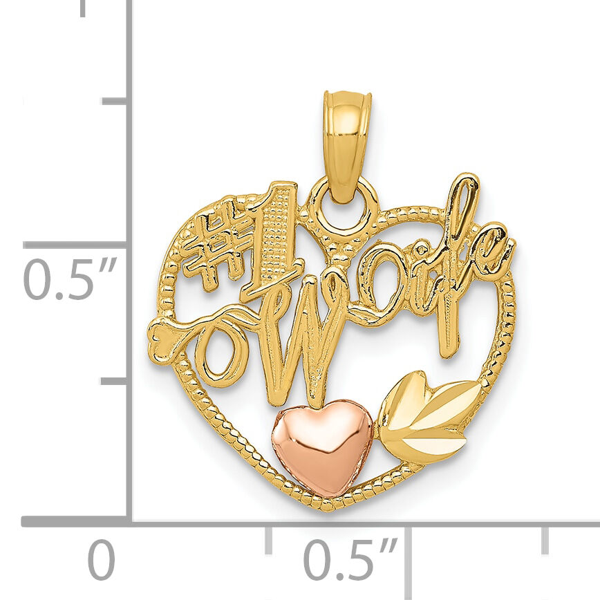 10k Two-tone #1 WIFE  Heart Pendant-10K1711