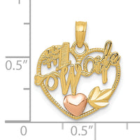 10k Two-tone #1 WIFE  Heart Pendant-10K1711