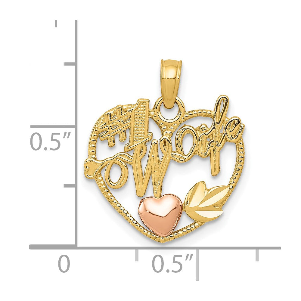 10k Two-tone #1 WIFE  Heart Pendant-10K1711