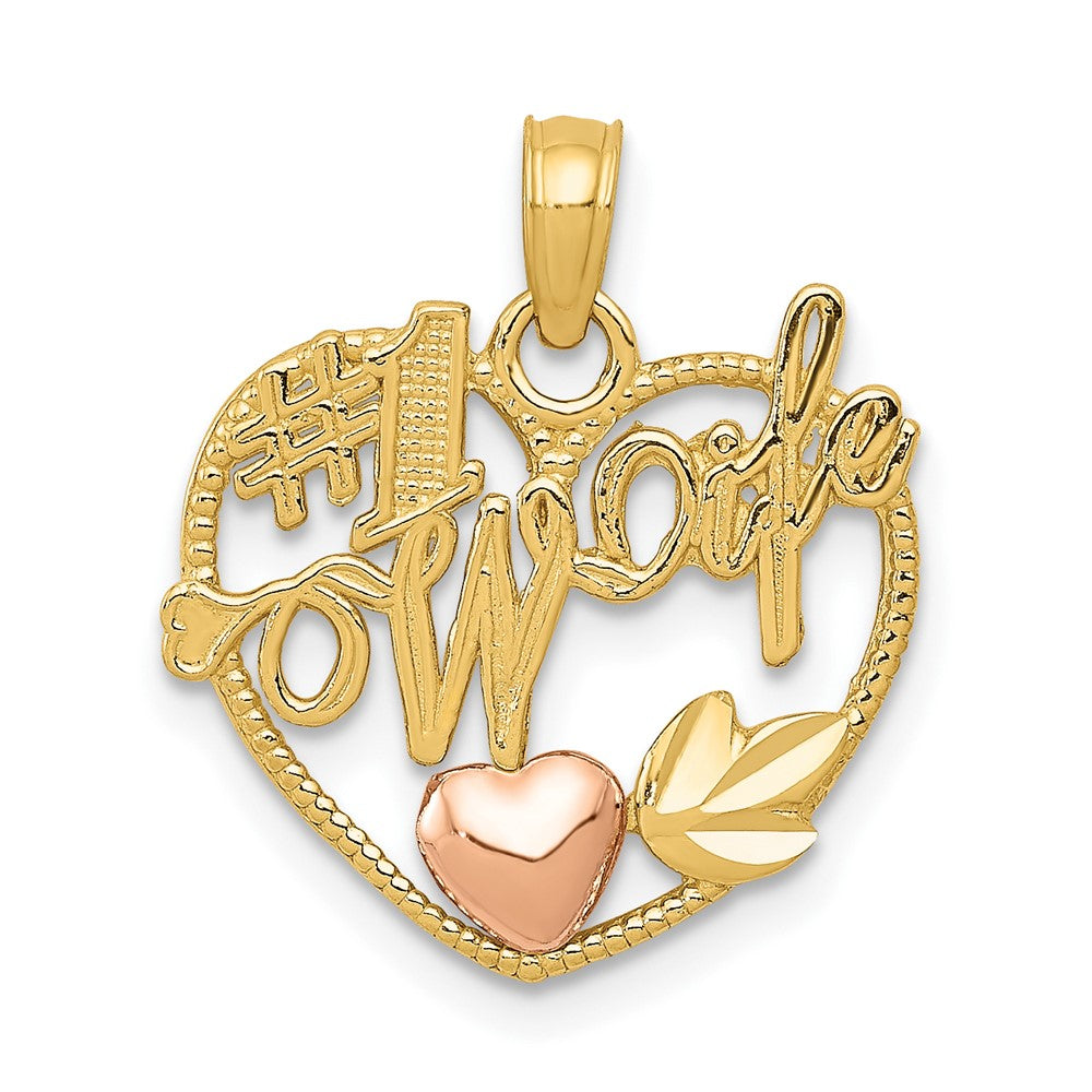 10k Two-tone #1 WIFE  Heart Pendant-10K1711