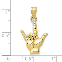 10k Polished I Love You Hand/Sign Language Charm-10K1742