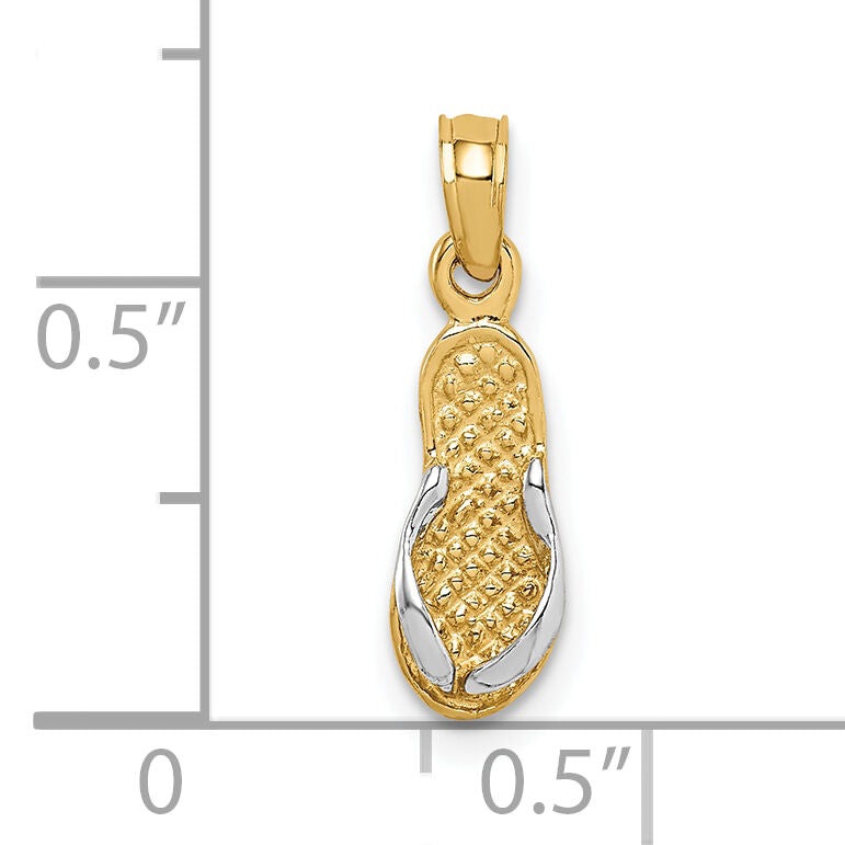 10k & Rhodium Single Flip-Flop Pendant-10K1857
