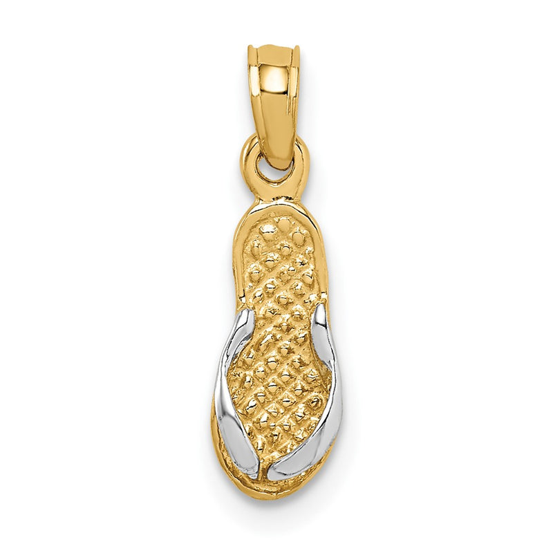 10k & Rhodium Single Flip-Flop Pendant-10K1857