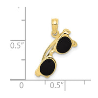 10k 3-D Black Enameled Moveable Sunglasses Pendant-10K1868