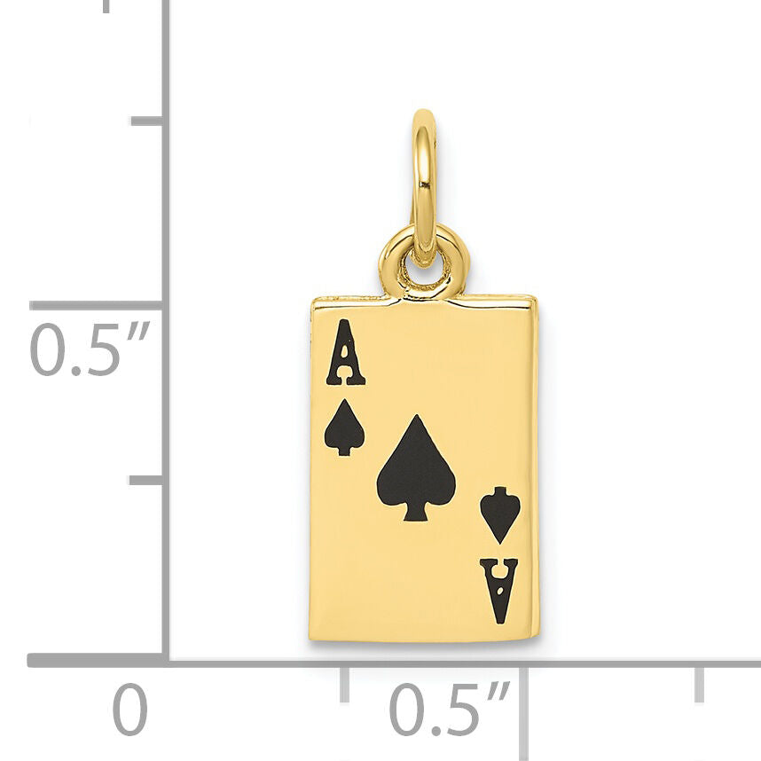 10k Enameled Ace of Spades Card Charm-10K1874
