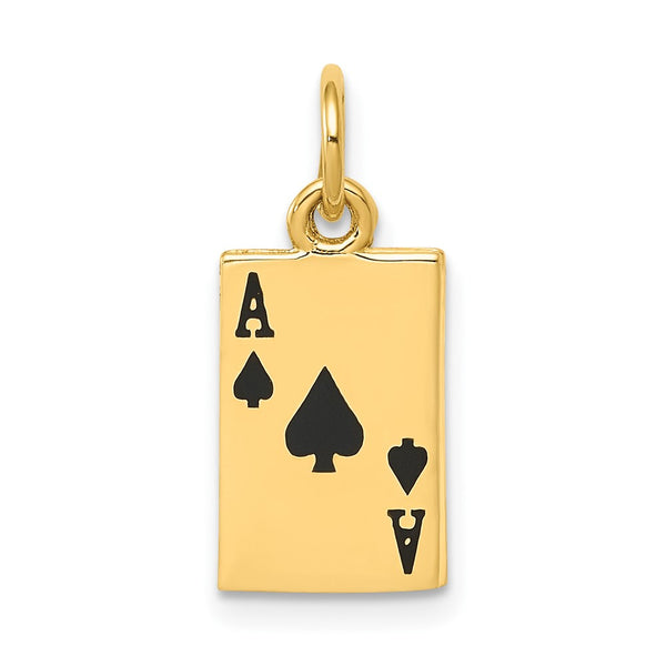 10k Enameled Ace of Spades Card Charm-10K1874