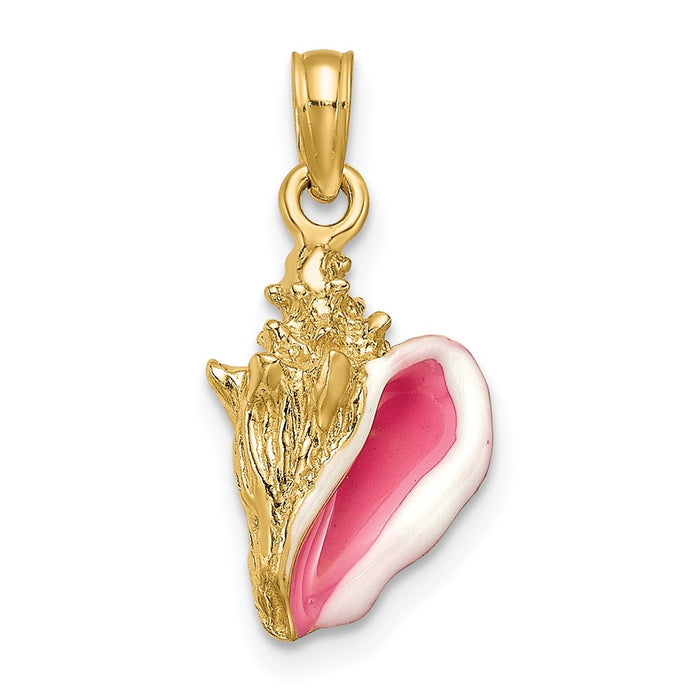 10k Enameled 3-D Conch Shell Pendant-10K1899