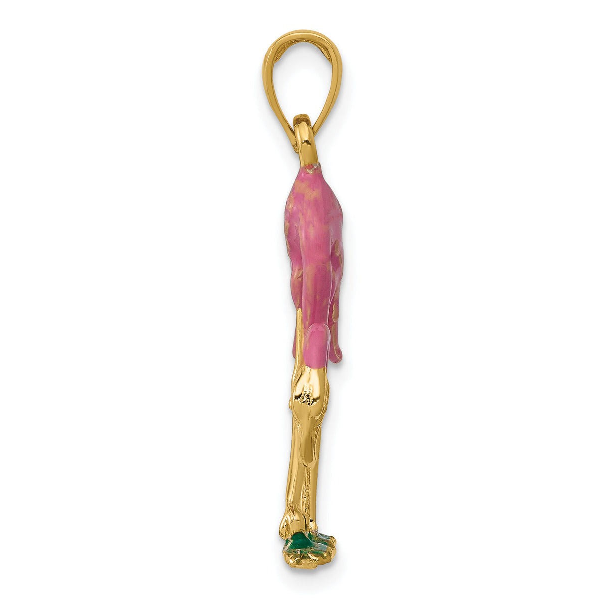 10k Enameled 3-D Pink Flamingo Pendant-10K1905