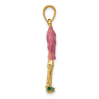 10k Enameled 3-D Pink Flamingo Pendant-10K1905
