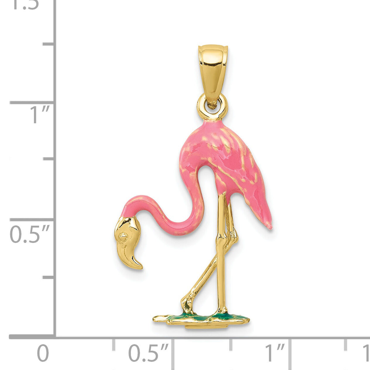 10k Enameled 3-D Pink Flamingo Pendant-10K1905
