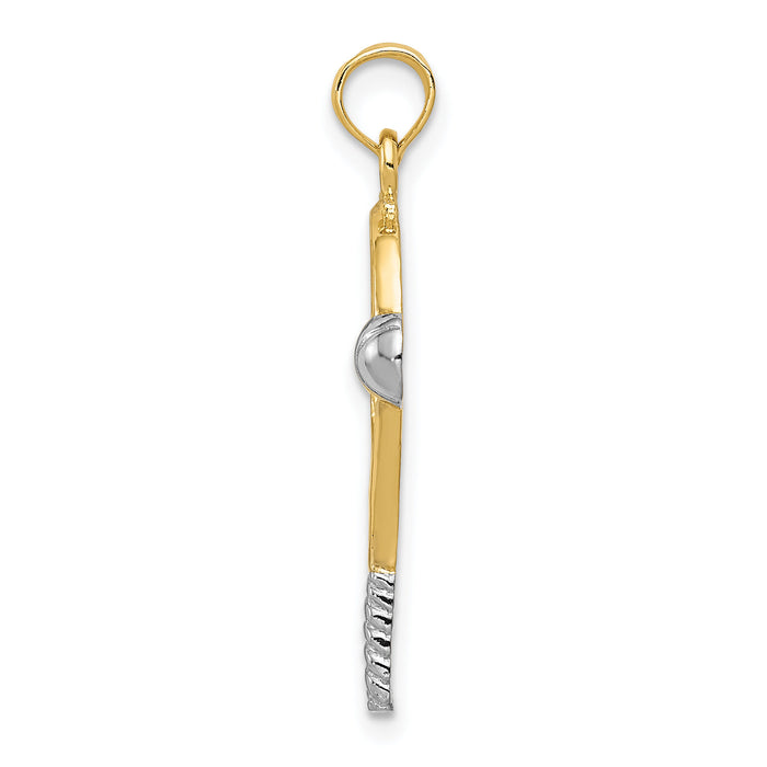 10k w/Rhodium Polished Tennis Racquet Pendant-10K1995