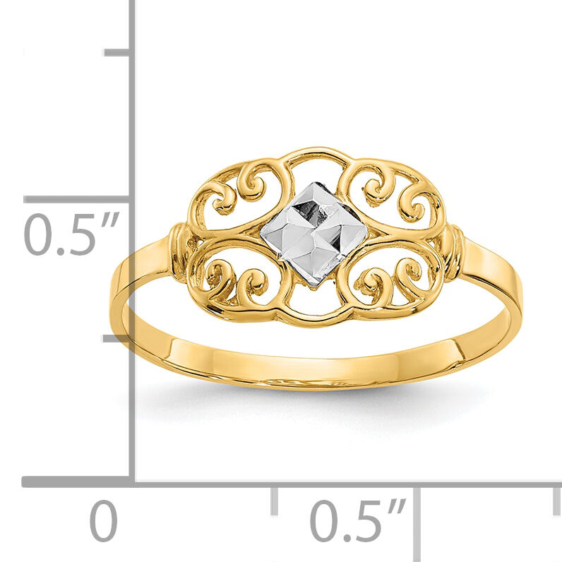 10K w/Rhodium Filigree Ring-10K2051